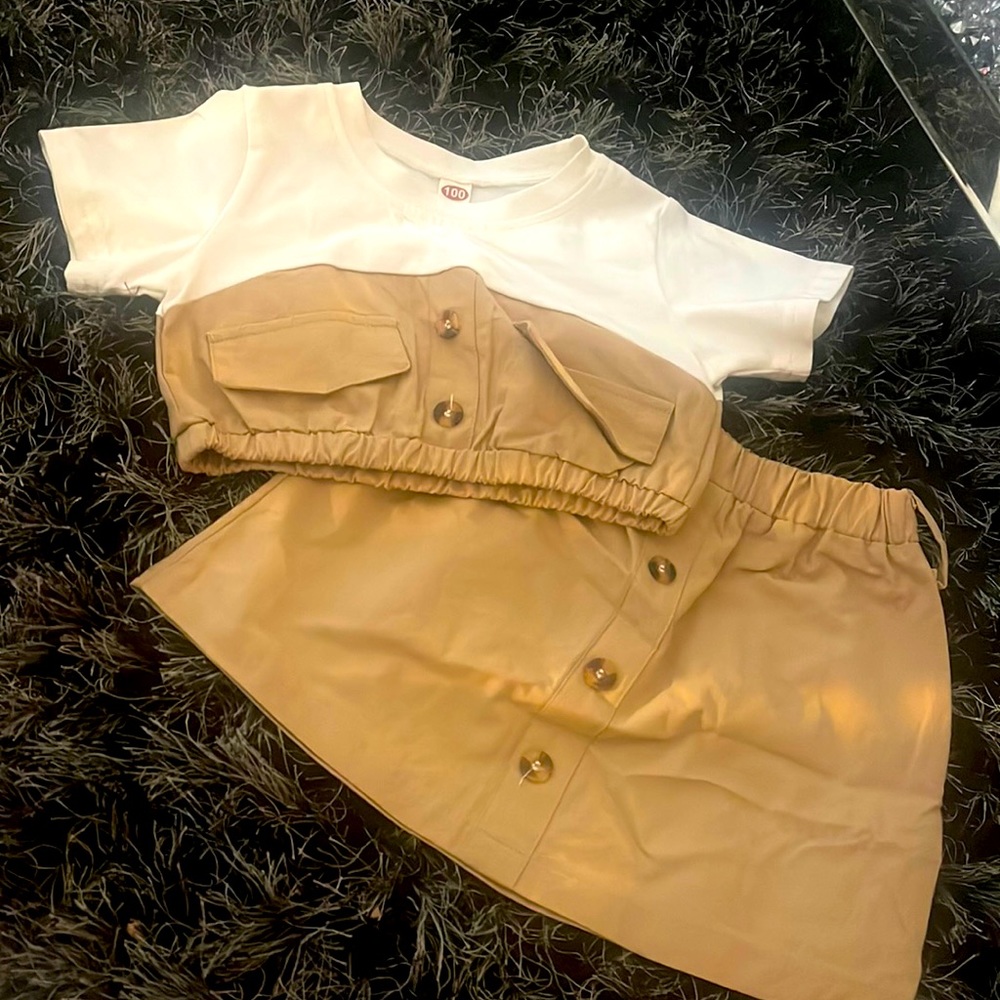 2 piece crop skirt set for little girl